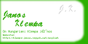 janos klempa business card